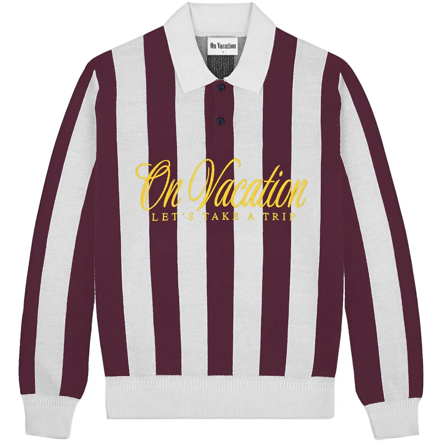 Męskie swetry NA WAKACJACH - Lets Take A Trip Dzianinowy sweter polo w paski - Wielokolorowy