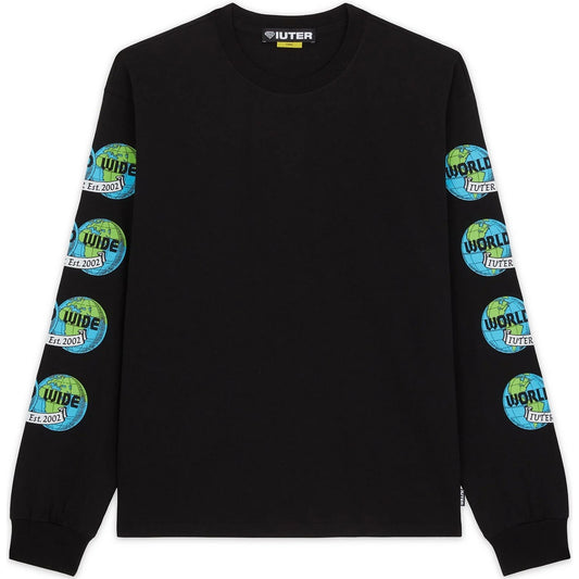 Iuter Men's Long Sleeve Shirts - WORLDWIDE LS TEE LS Tee - Black
