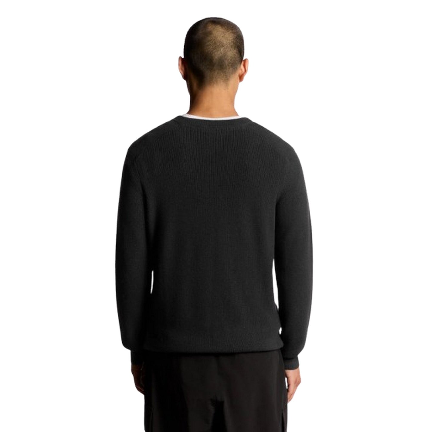 Lyle & Scott Men's Long Sleeve Shirts - Engineered Rib Crew Neck - Black