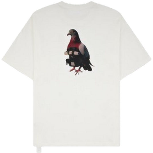 T-shirt Uomo OAMC Peacemaker - Loose Fit Tshirt Pigeon Print - Bianco