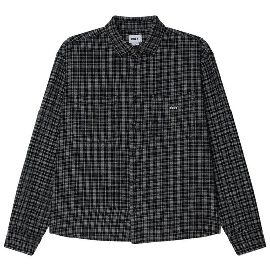 Obey Camisas informales para hombre - Bigwig Rick Woven - Negro