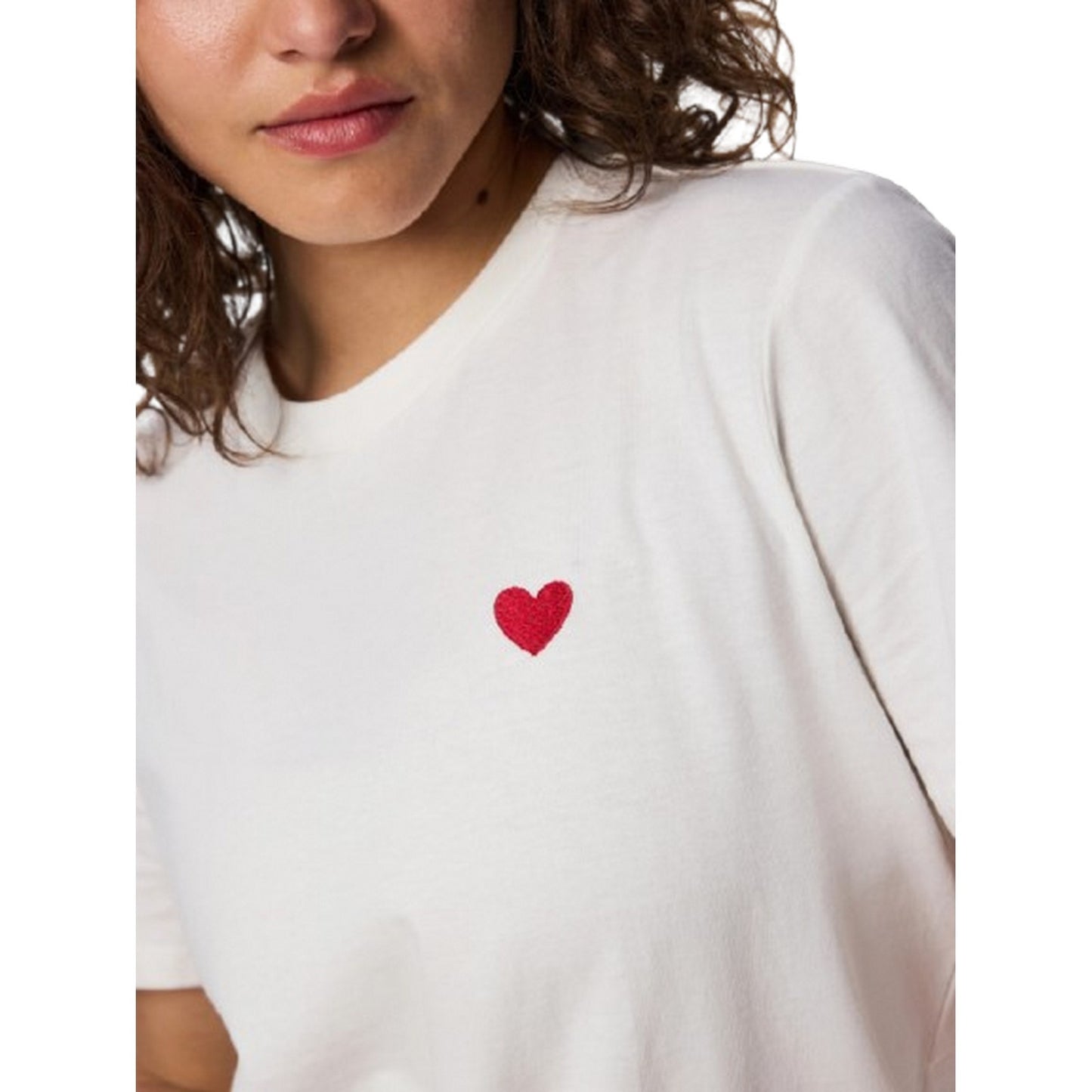 T-shirt Donna Pieces - Pcmila Ss Heart Tee Jrs Noos Bc - Bianco