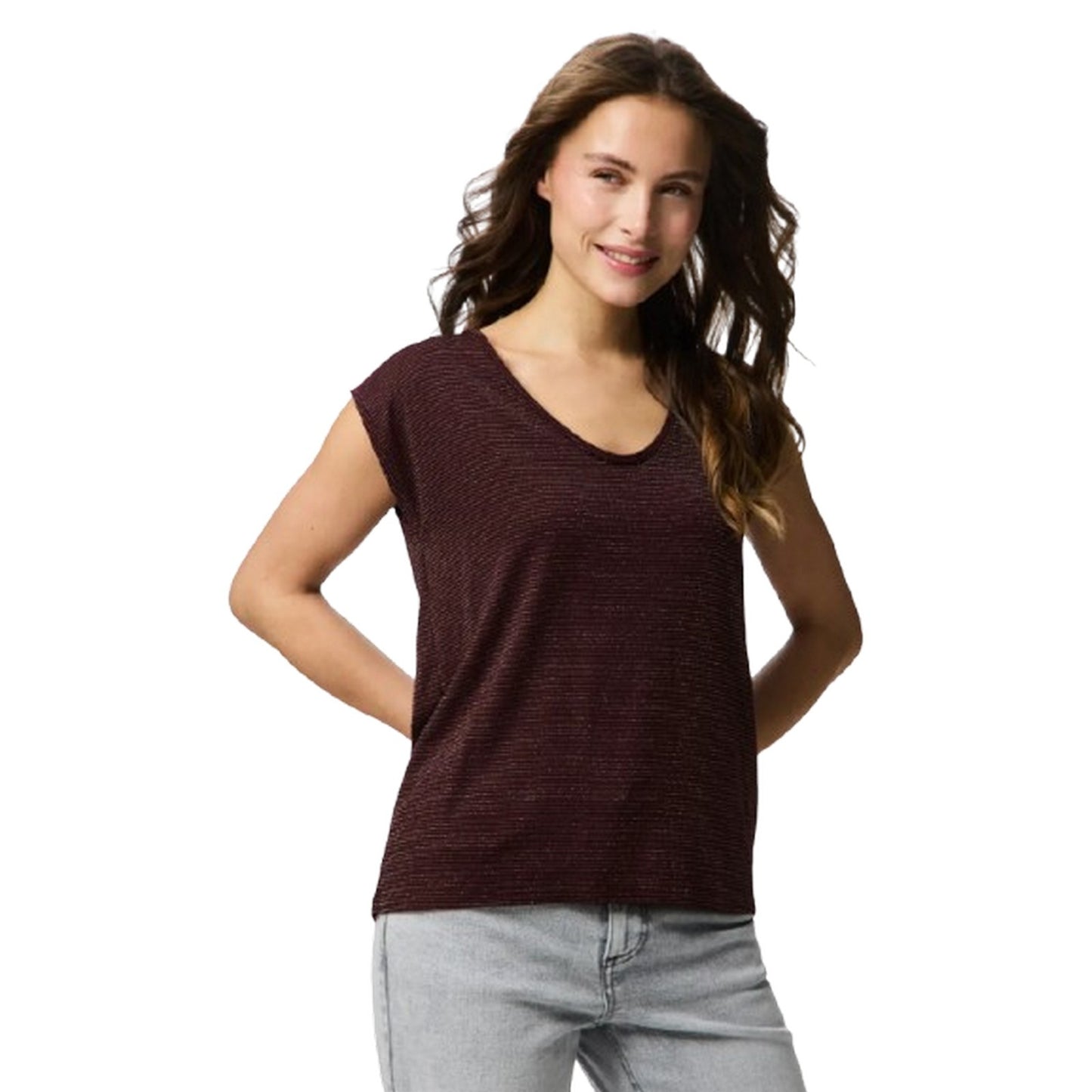 T-shirt Donna Pieces - Pcbillo Tee Lurex Stripes Noos - Viola