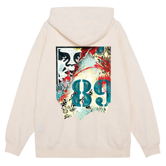 Sudaderas con capucha Obey para hombre - Forro polar Obey Lisbon Icon - Blanco