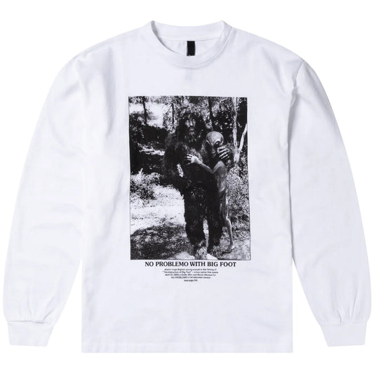 Koszule męskie z długim rękawem NO PROBLEM – koszulka Big Foot LS – biała