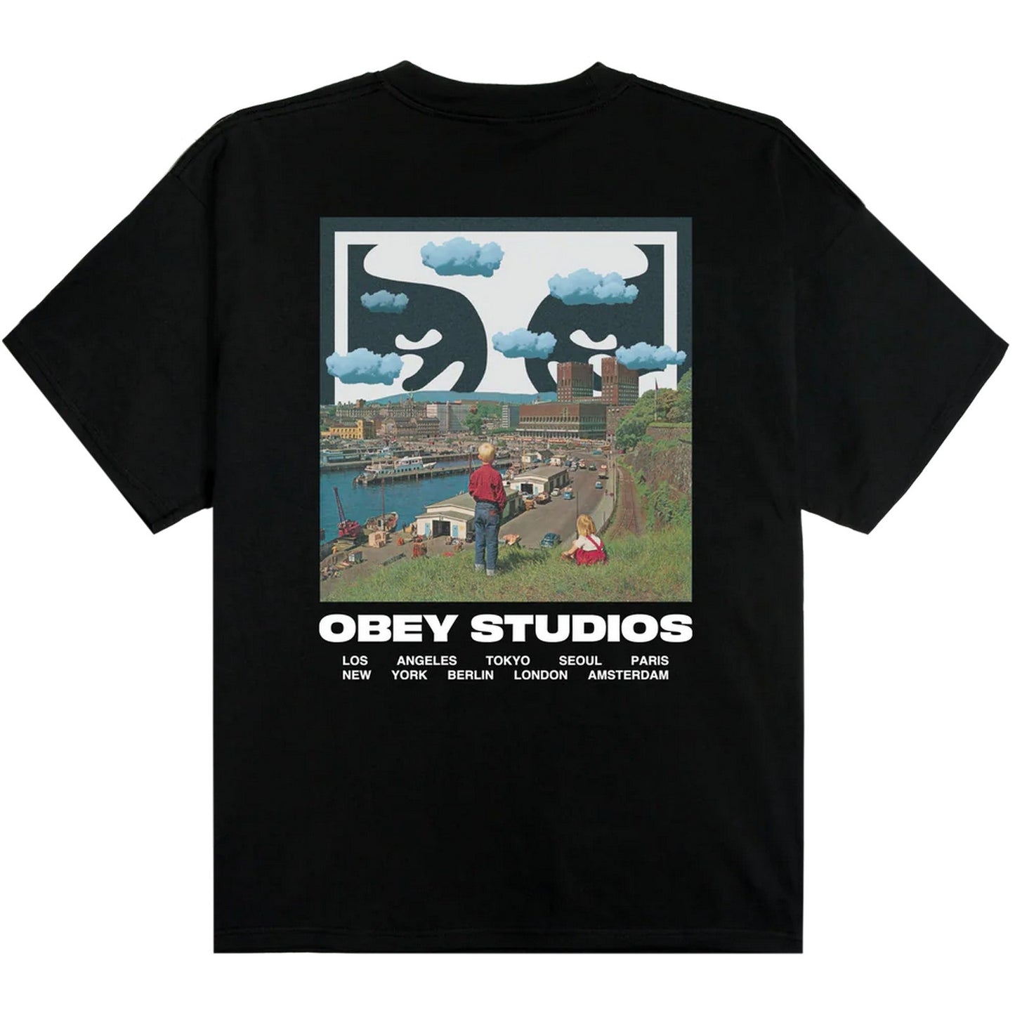 T-shirt Uomo Obey - Obey Sky Face Tee - Nero