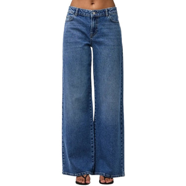 Jeans Donna Pieces - Pcselma Lw Wide Jeans New Mb Noos Bc - Blu