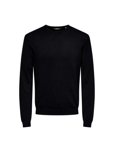 Only & Sons Men's Sweaters - Onswyler Life Ls Crew Knit Noos - Black