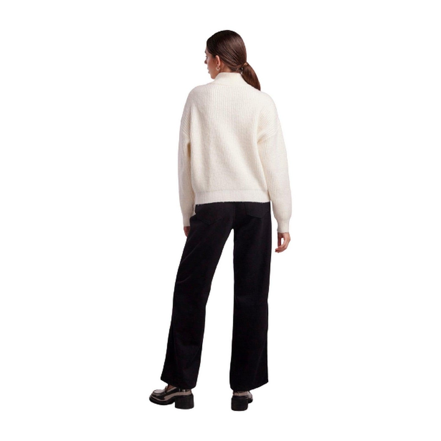 Maglioni Donna Pieces - Pcayana Ls Half Placket Knit Bc - Bianco