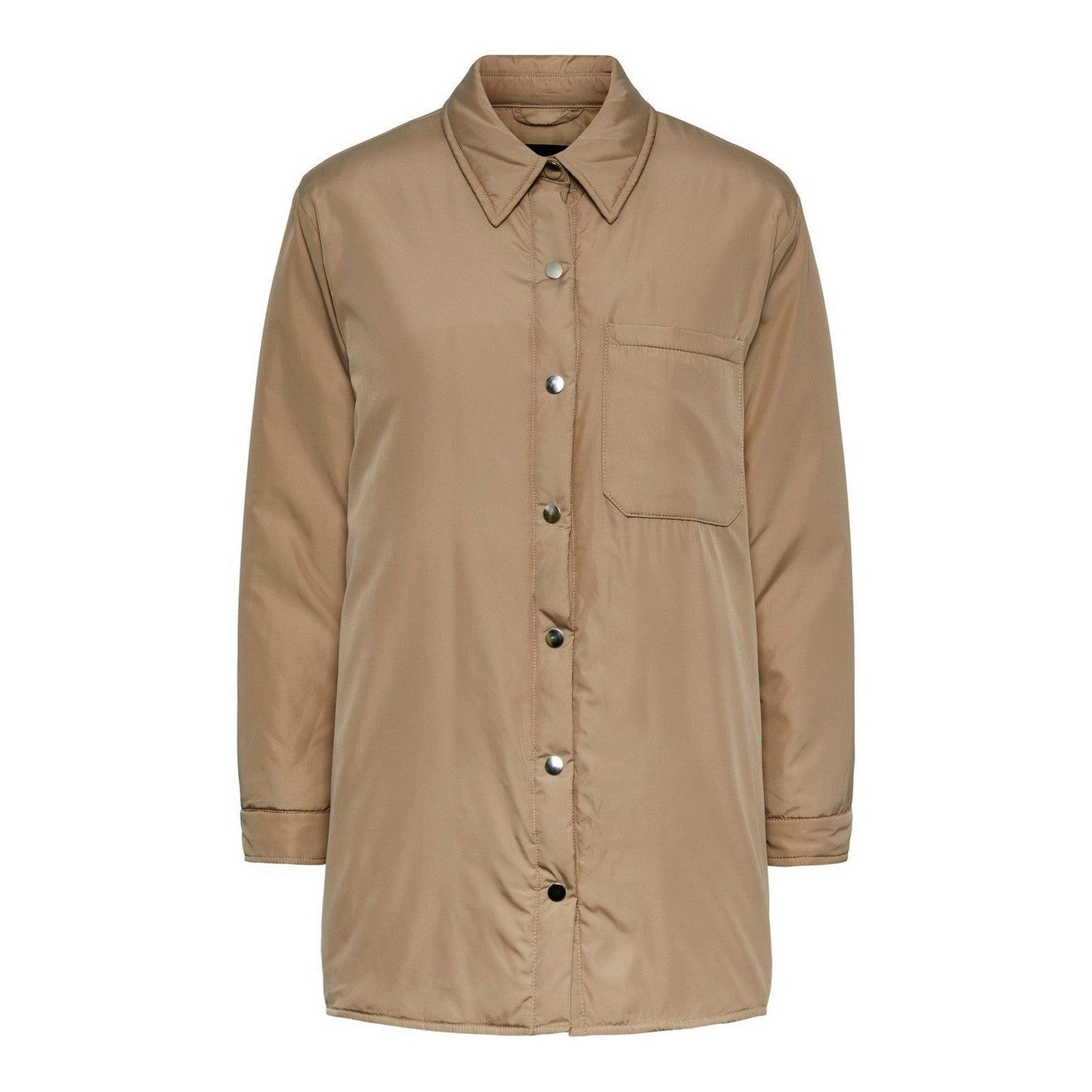 Płaszcze Damskie Kawałki - Pcnilla Kurtka z kieszenią na klatce piersiowej Bc - Srebrna