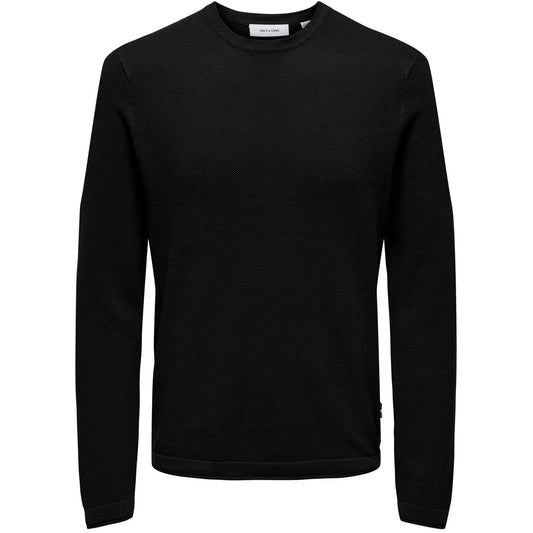 Only & Sons Herren-Langarmhemden – Onsfelix Reg 12 Crew Knit Noos – Schwarz