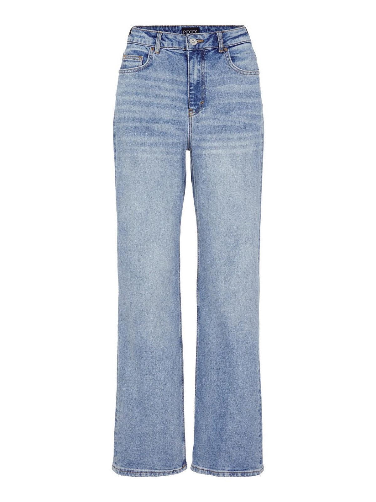Jeans Donna Pieces - Pcholly Hw Wide Jeans Mb Noos Bc - Blu