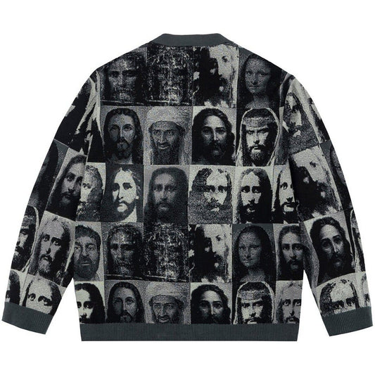 Cardigan Uomo Propaganda - Jacquard Cardigan Relaxed Fit Mugshot Jeez - Multicolore