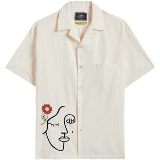 Camicie casual Uomo Portuguese Flannel - Embroidery Face - Bianco