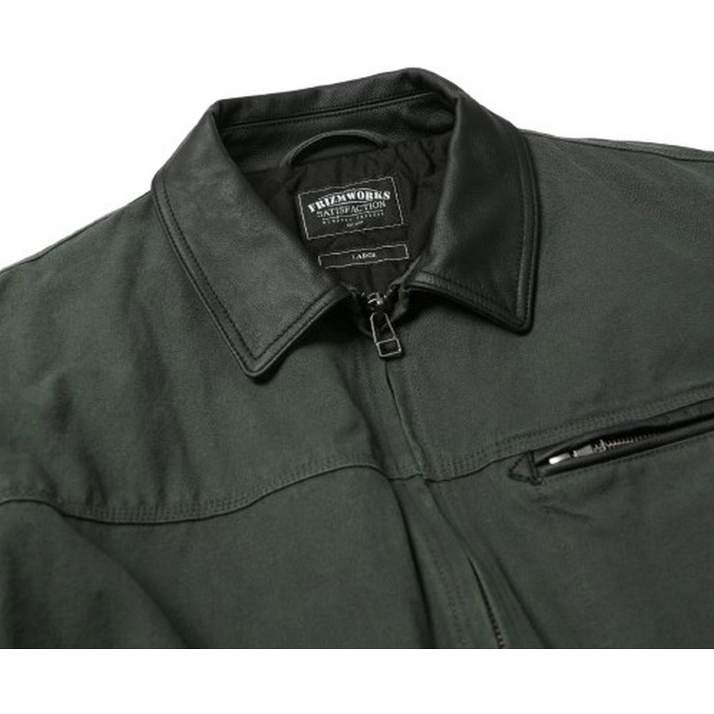 Frizmworks Herrenjacken – Schwere Canvas-Arbeitsjacke im Destroyed-Stil – Grün