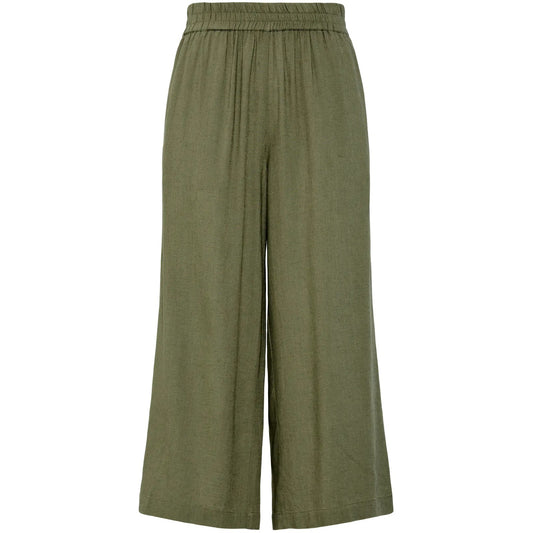 Pantaloni Donna Pieces - Pcpia Hw Wide Culotte Wvn Noos - Verde