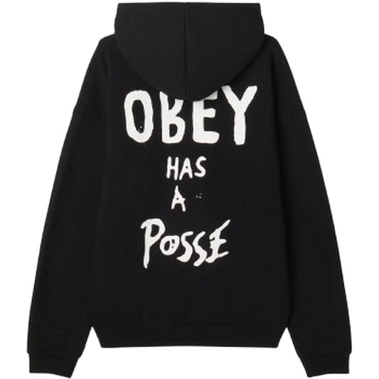 Męskie bluzy z kapturem Obey - Obey Posse Bardzo ciężki polar z kapturem - czarny