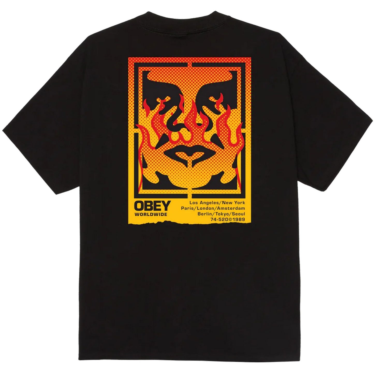 T-shirt Uomo Obey - Obey Icon Stencil Flame Tee - Nero