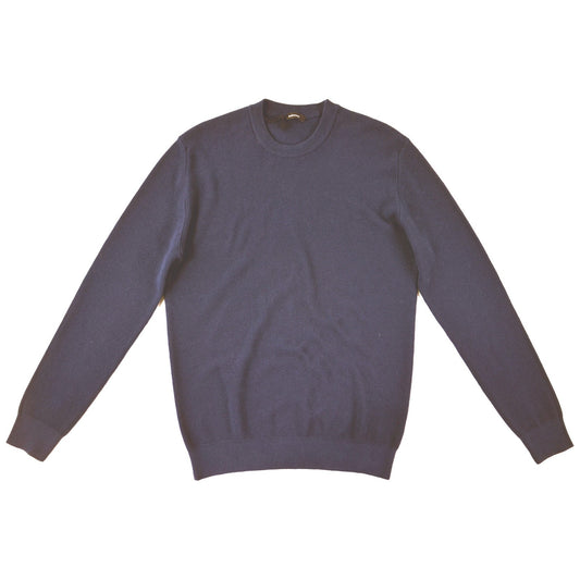 Męskie koszulki z długim rękawem Bellwood – Wafer Stitch Crew Neck F.14 – Niebieski