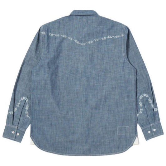 Męskie koszule codzienne Universal Works – koszula w stylu western – niebieska