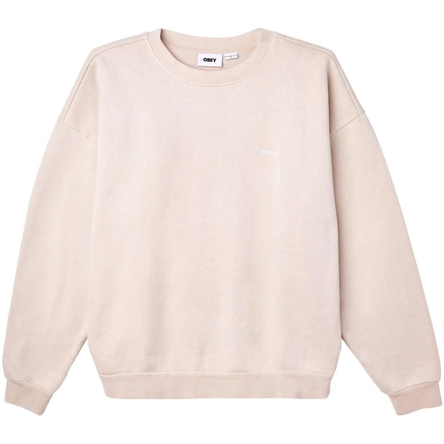 Felpe senza cappuccio Uomo Obey - Lowercase Pigment Crew Fleece - Beige