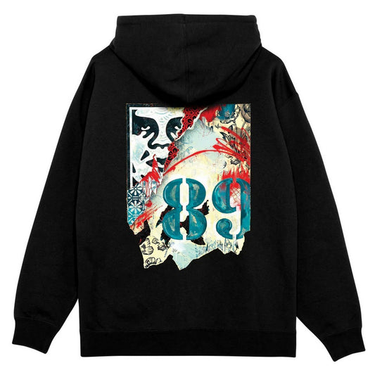 Męskie bluzy z kapturem Obey - Polar Obey Lisbon Icon - czarny