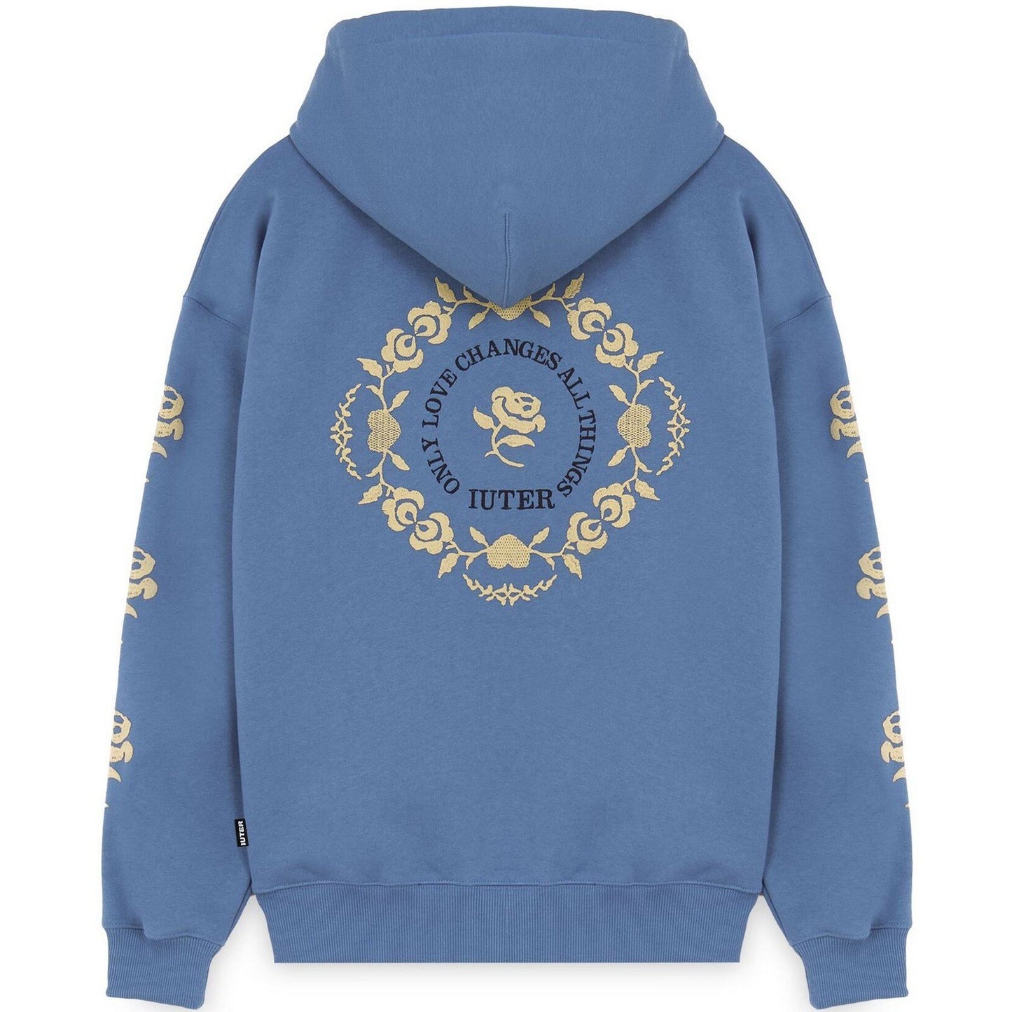 Iuter Herren-Kapuzenpullover – Blumen-Kapuzenpullover mit Reißverschluss – Hellblau