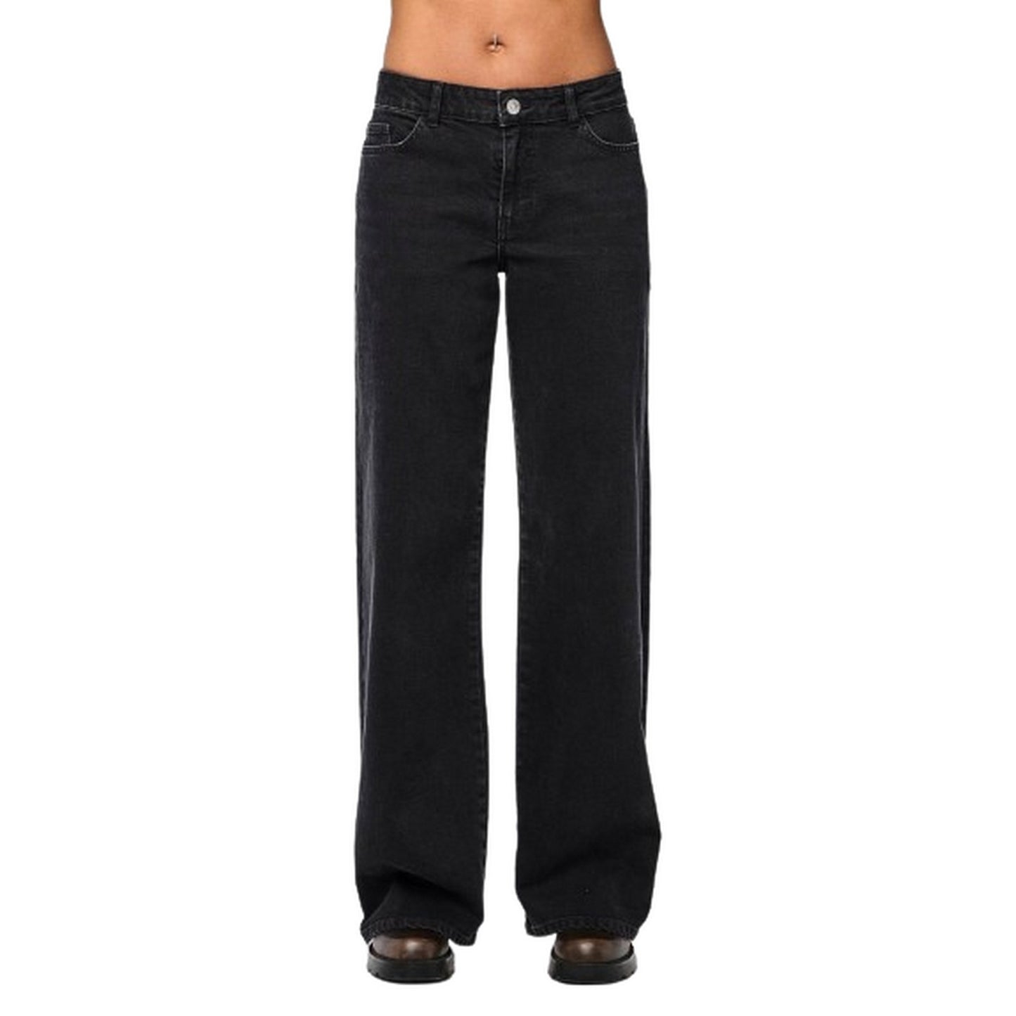 Jeans Donna Pieces - Pcselma Lw Wide Jeans Bl Noos Bc - Nero