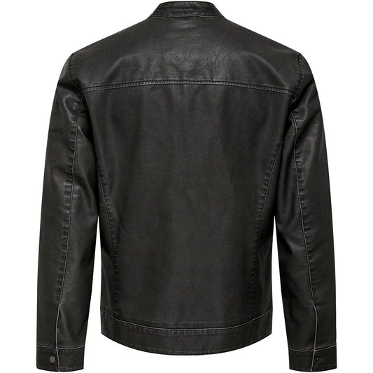 Giubbini Uomo Only & Sons - Onsmike Pu Racer Jacket Otw Vd - Nero