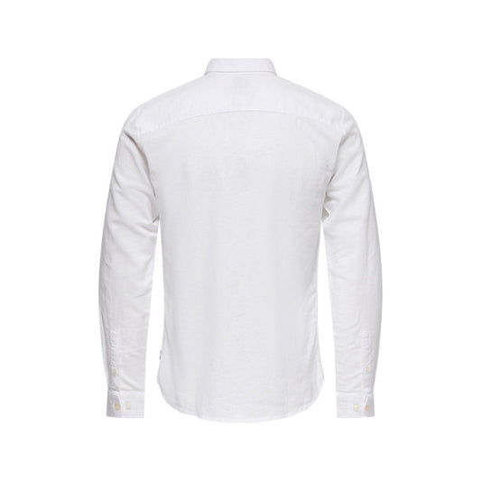 Only & Sons Freizeithemden für Herren – Onscaiden Life Ls Solid Linen Shirt Noos – Weiß