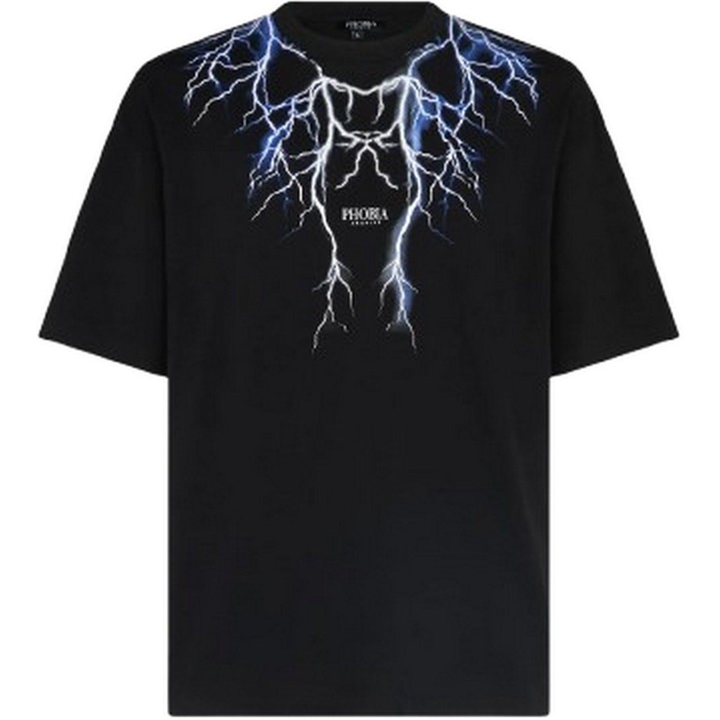 T-shirt Uomo Phobia - Black T-Shirt With Blue Grey Lightning - Nero