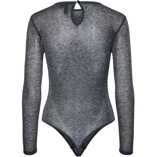 Body Donna Pieces - Pcrilje Ls Mesh Glitter Bodystocking - Nero