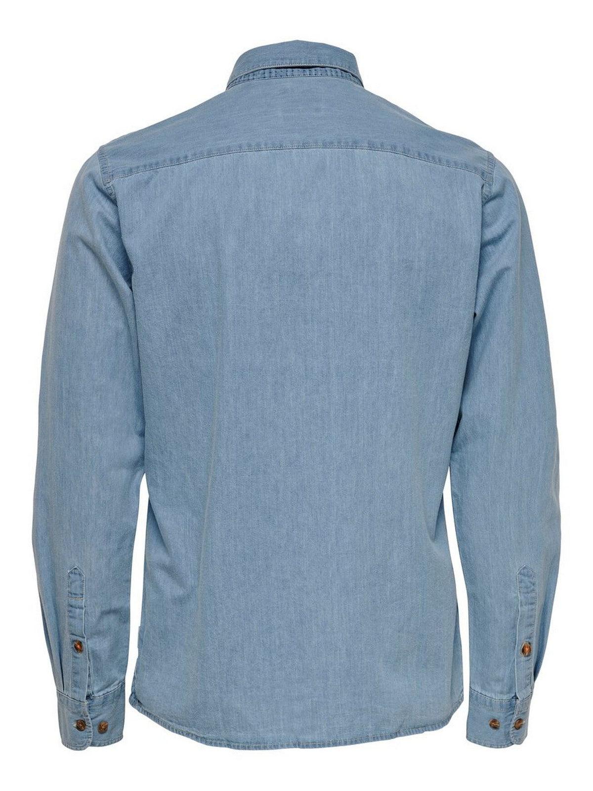 Męskie koszule casual Only & Sons - Onsask Life Ls Chambray Shirt Noos - Jasnoniebieski