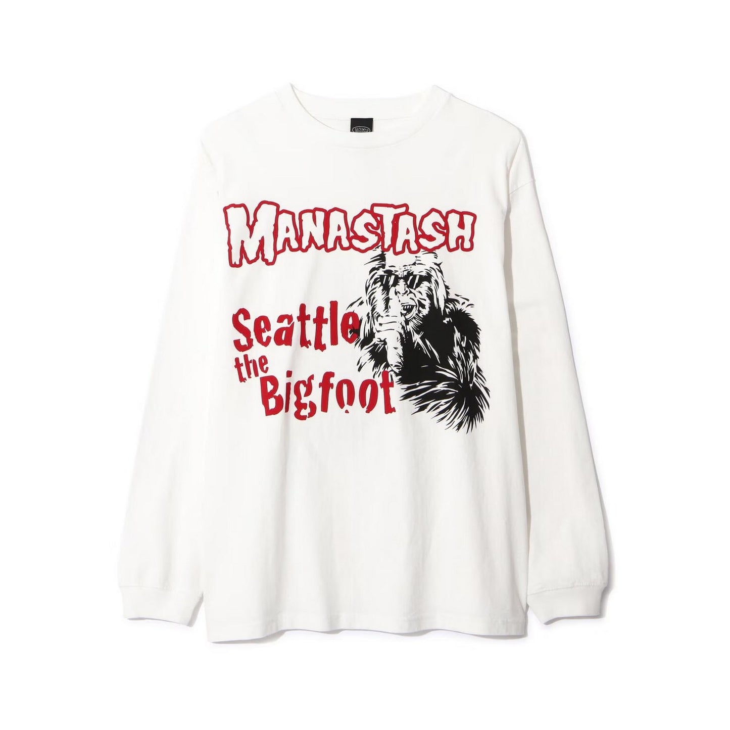 Męskie koszule z długim rękawem Manastash – Pumice L/S Tee Big Foot – Białe