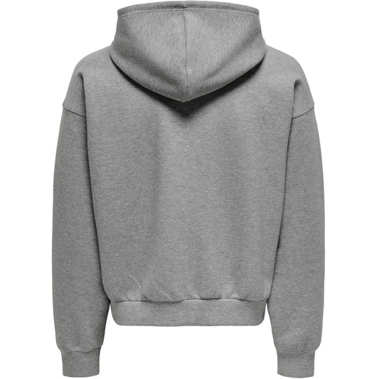 Felpe con cappuccio Uomo Only & Sons - Onsgoyle Boxy Ls Scuba Zip Hoodie Sweat - Grigio