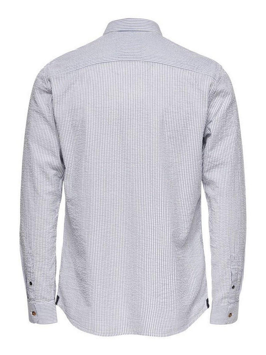 Freizeithemden für Herren Only & Sons – Onssteve Life Ls Seersucker Stripe Shirt – Blau