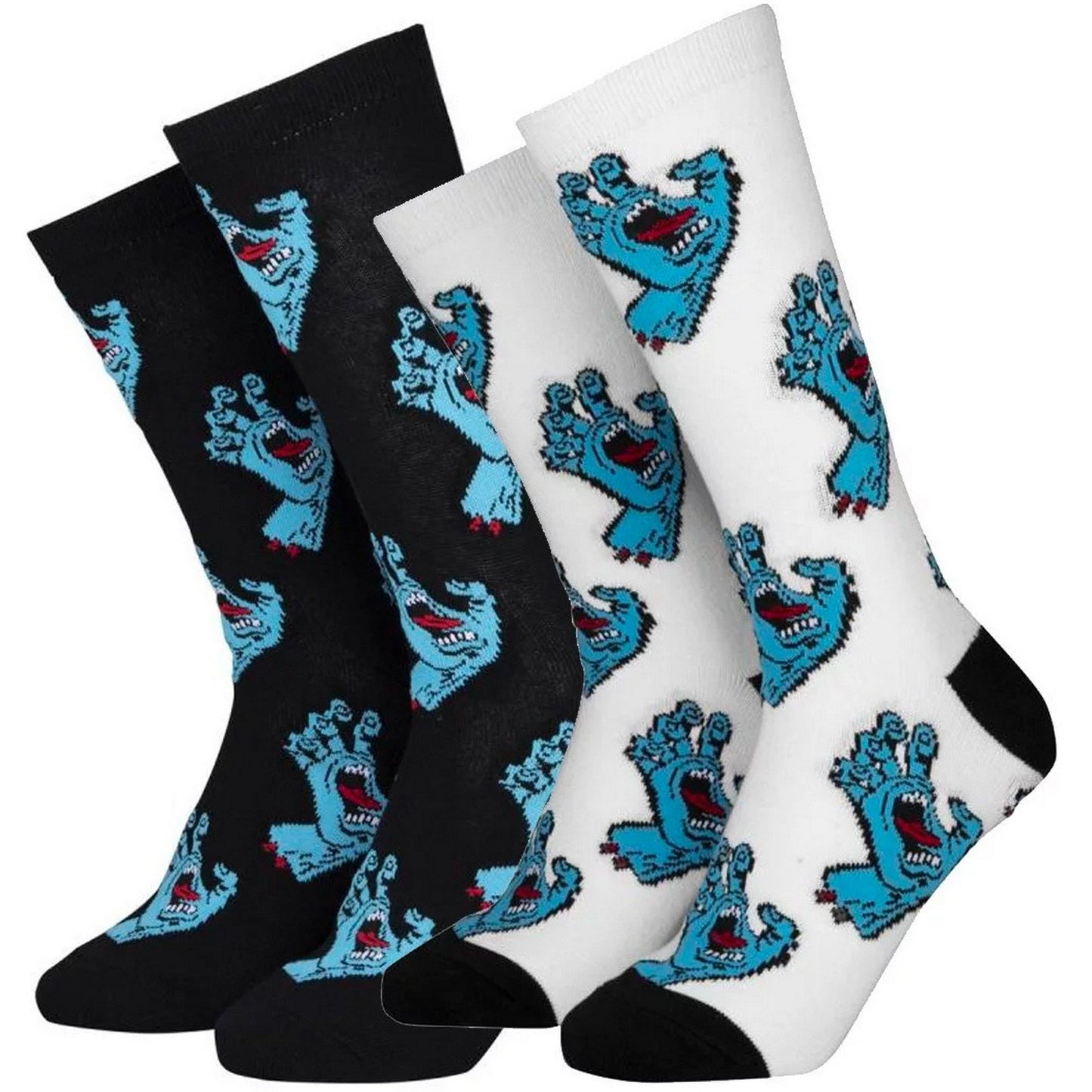 Santa Cruz Chaussettes unisexes pour garçons – Chaussettes multi-mains pour jeunes (lot de 2) – Blanc