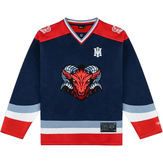 Sudaderas con capucha Dolly Noire para hombre - Cabra Hockey Cuello redondo - Azul