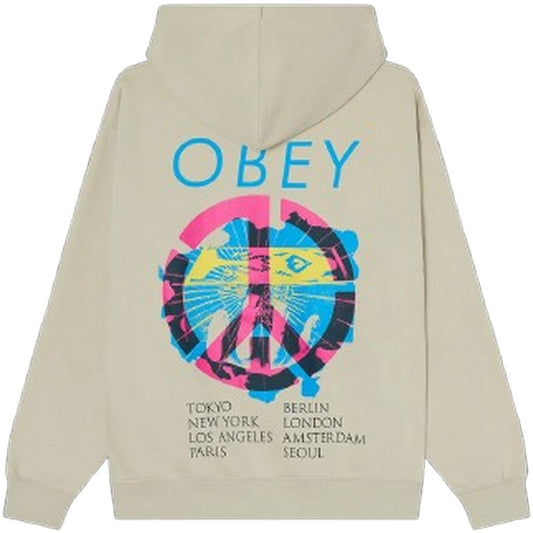 Felpe con cappuccio Uomo Obey - Obey Peace Brick Hood Fleece - Beige