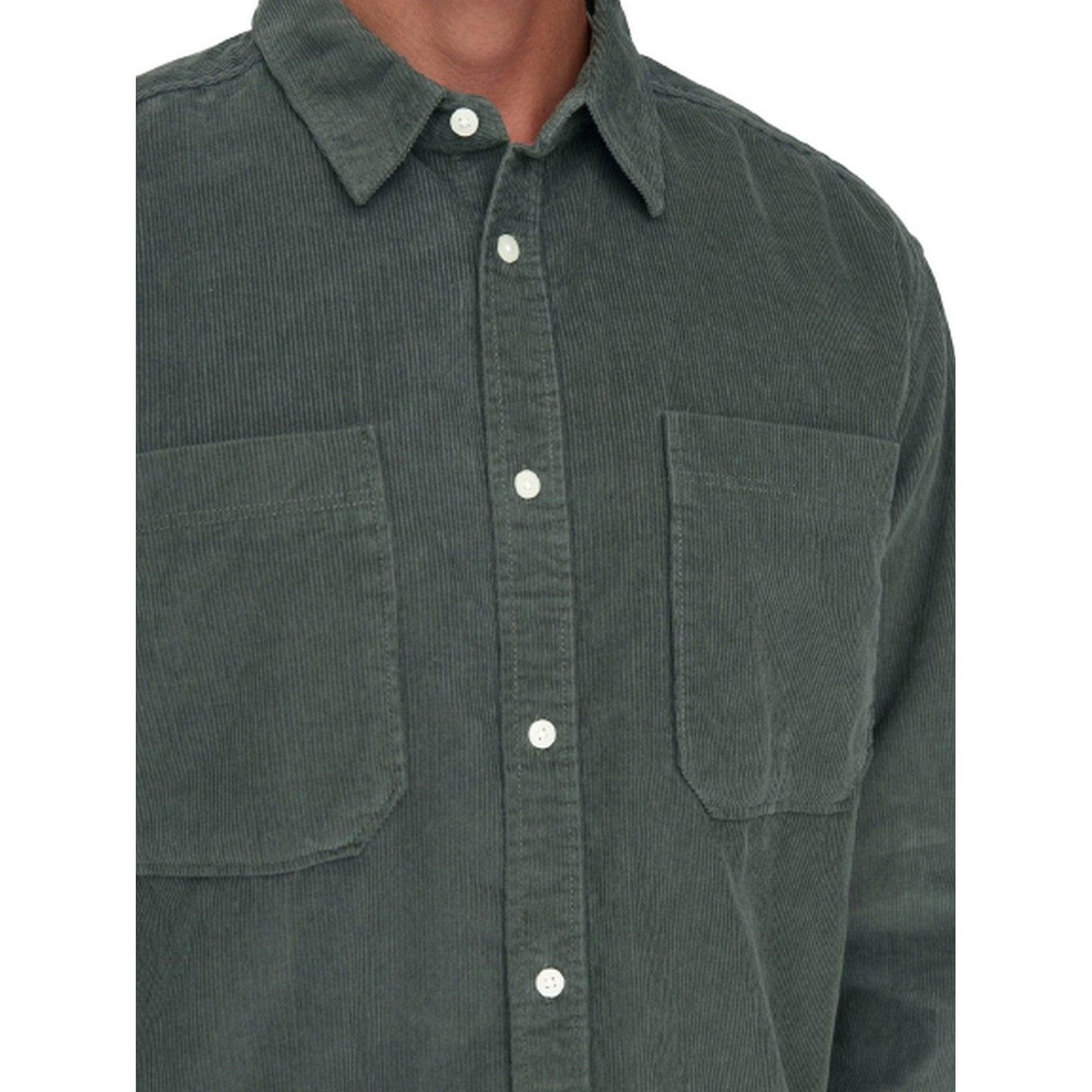 Camicie casual Uomo Only & Sons - Onsalp Rlx 2Pkt Washd Cord Ls Shirt Noos - Grigio