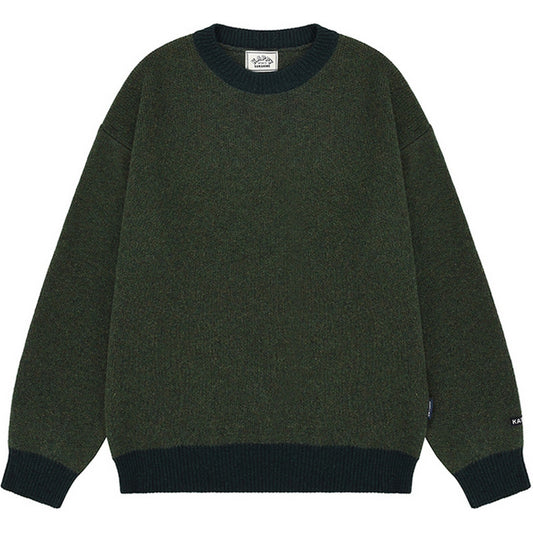 KAPPY DESIGN Pulls Unisexe - Maille Ronde en Laine Ringer - Vert