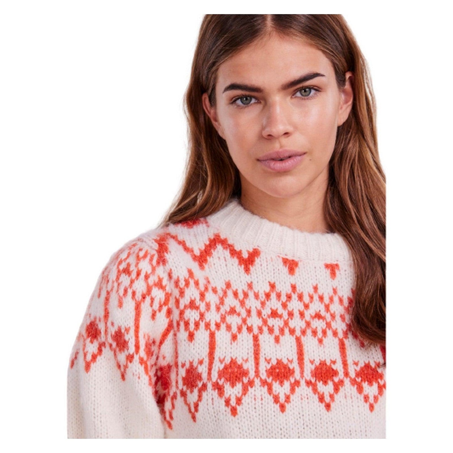 Maglie Donna Pieces - Pcnyla Ls O-Neck Knit Bc - Bianco