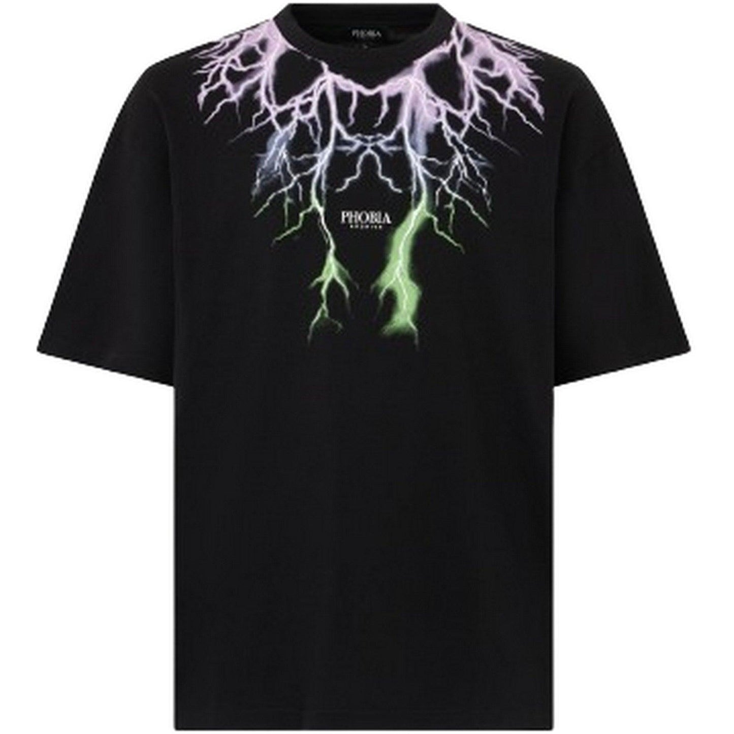 T-shirt Uomo Phobia - Black T-Shirt With Bicolor Lightning Print - Nero