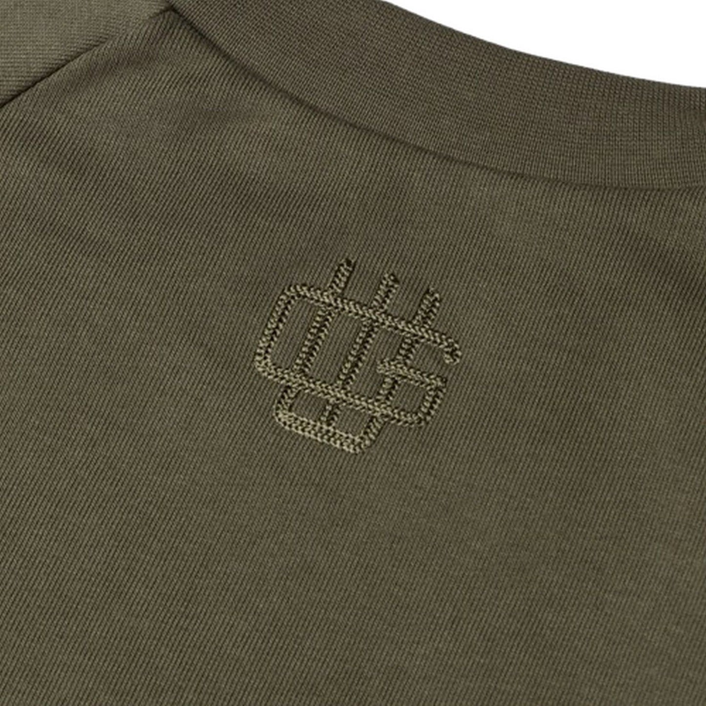 Męskie bluzy z kapturem ODZIEŻ - Dwuwarstwowy okrągły dekolt z podwójnym haftem - Zielony