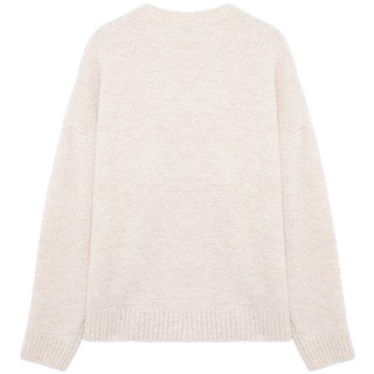 Amish Damen-Kapuzenpullover – Rundhalsausschnitt WOMAN AMISH Boucle – Weiß