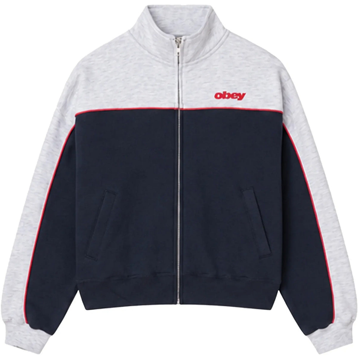 Maglie Donna Obey - Obey Zeno Mock Neck Zip Up Fleece - Blu
