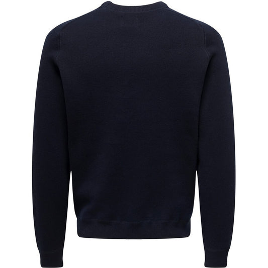 Only & Sons Herren-Kapuzenpullover – Onspin Reg 12 Solid Crew Knit – Blau