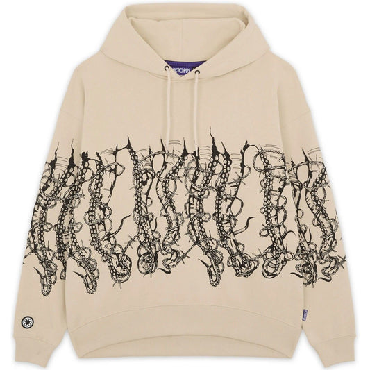Sudaderas con capucha Octopus para hombre - Octopus By Giorgio Di Salvo – Sudadera con capucha de alambre de púas - Beige