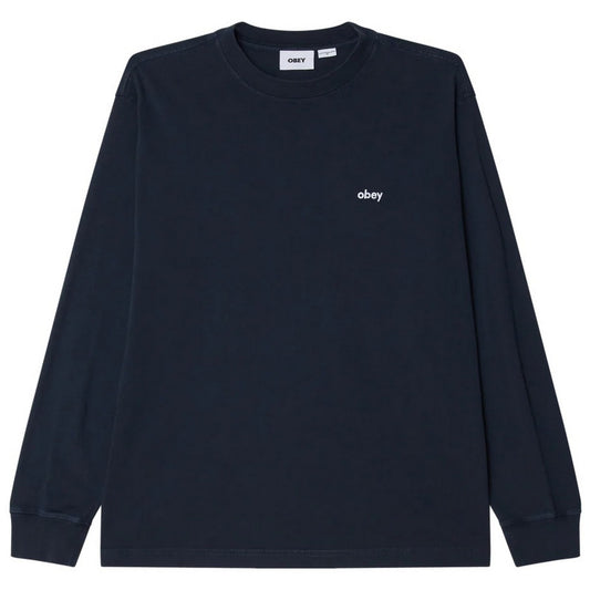 Obey Men's Long Sleeve Shirts - Lowercase Pigment Tee Ls - Blue