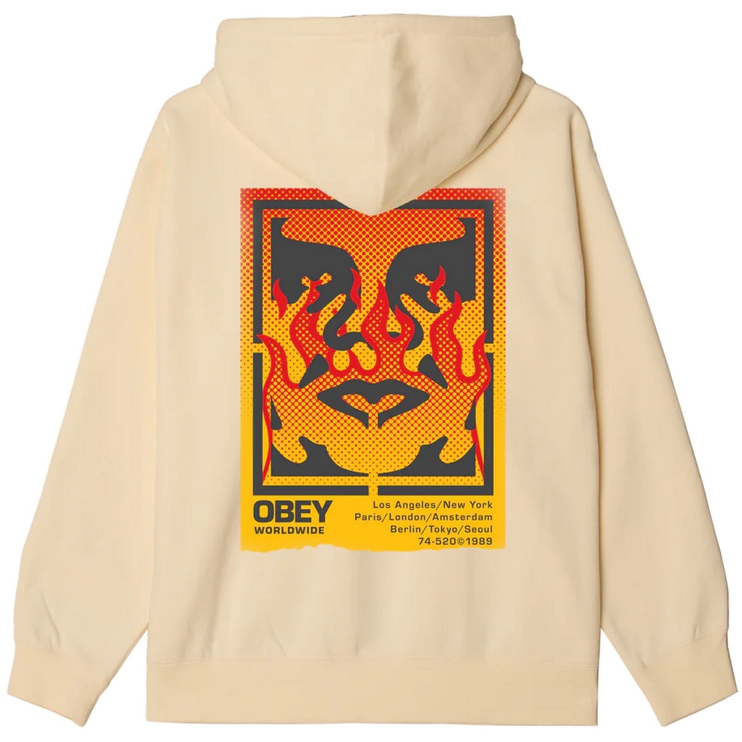 Felpe senza cappuccio Unisex Obey - Obey Icon Stencil Flame Fleece - Bianco